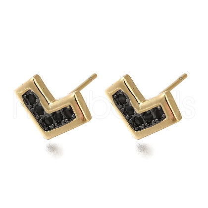 Rack Plating Brass Micro Pave Cubic Zirconia Stud Earring EJEW-C101-12G-1
