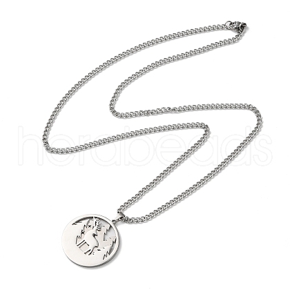 Non-Tarnish 304 Stainless Steel Double Layer Pendant Necklaces NJEW-D047-02P-1