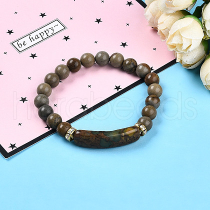 Natural Ocean Jasper Beads Stretch Bracelets BJEW-T022-04C-1