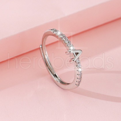 Adjustable Brass Micro Pave Clear Cubic Zirconia Finger Rings for Women FS-WG712C8-27-1