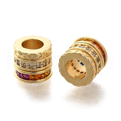 Rack Plating Brass Micro Pave Cubic Zirconia European Beads KK-H508-14G-1
