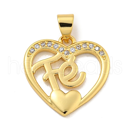 Rack Plating Brass Micro Pave Clear Cubic Zirconia Pendants KK-B091-49G-05-1