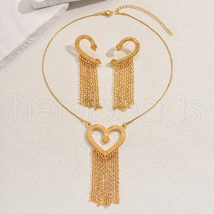 Elegant Zinc Alloy Hollow Heart Tassel Jewelry Set for Women HX7925-1