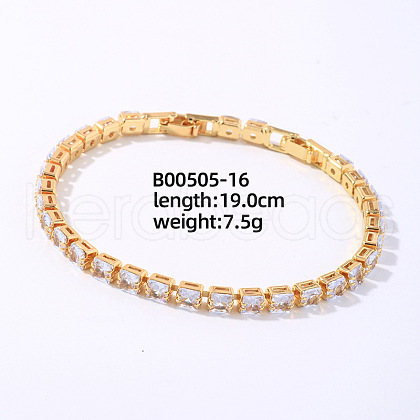 Brass Rhinestone Square Link Bracelets for Women XO6953-12-1