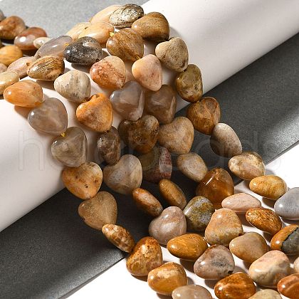Natural Fossil Coral Beads Strands G-R190-10mm-45-1