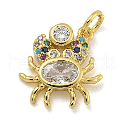 Marine Theme Rack Plating Brass Micro Pave Cubic Zirconia Pendants KK-I718-28G-01-1