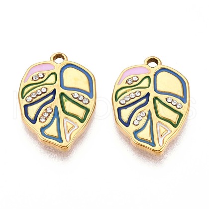 304 Stainless Steel Rhinestone Pendants STAS-N111-01G-1
