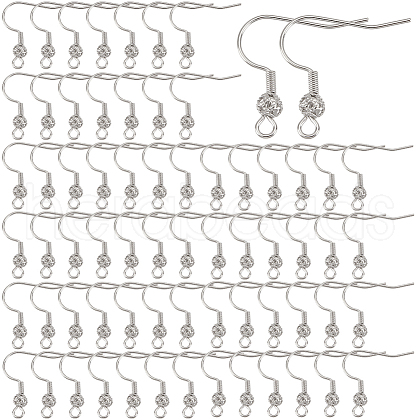 SUNNYCLUE 100Pcs Brass French Hooks with Coil and Ball KK-SC0003-61P-1