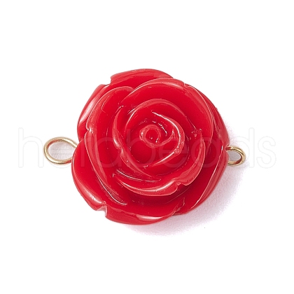 Opaque Resin Red Rose Flower Links Connector Charms PALLOY-JF02750-01-1