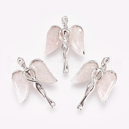 Natural Rose Quartz Pendants KK-G346-02B-1