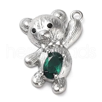 Rack Plating Brass Micro Pave Cubic Zirconia Pendants KK-Q786-01P-1