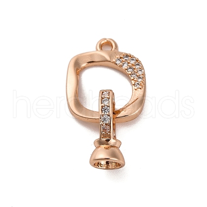 Brass Micro Pave Clear Cubic Zirconia Fold Over Clasps KK-A230-12RG-1