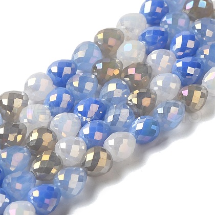 Electroplated Glass Beads Strands GLAA-B013-01H-1