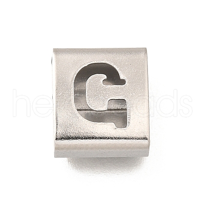 Letter Style 304 Stainless Steel Square Slide Charms STAS-L132-20G-1