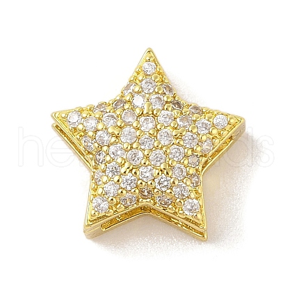 Rack Plating Brass Clear Cubic Zirconia Beads KK-S380-23G-1