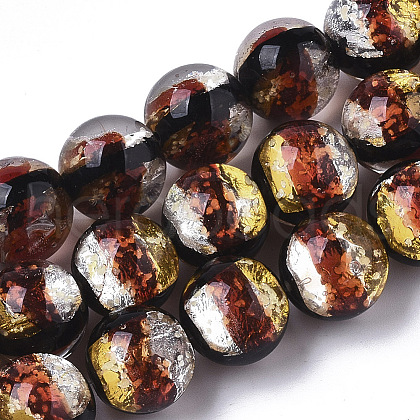 Handmade Silver Foil Glass Lampwork Beads Strands FOIL-T003-03C-1