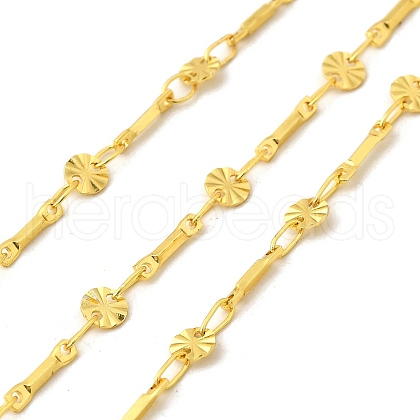 Brass Textured Flat Round Bar Link Chains CHS-H112-07G-1
