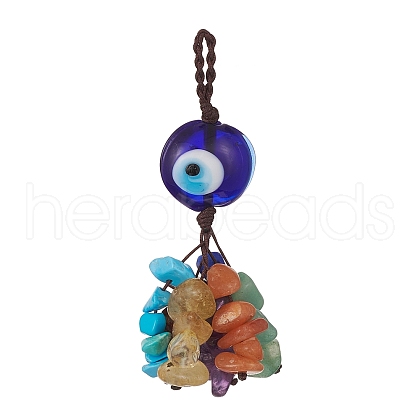 Handmade Evil Eye Lampwork Pendant Decorations HJEW-JM01067-1