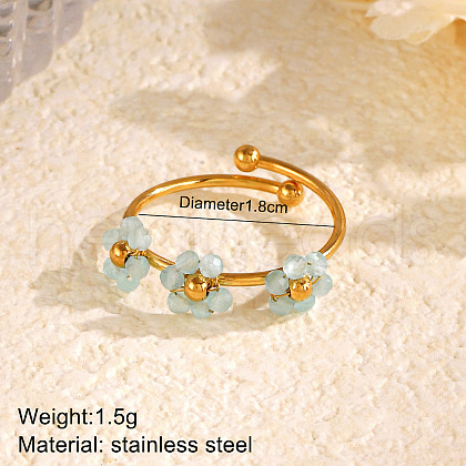 Flower 304 Stainless Steel with Cubic Zirconia Cuff Rings for Women FS-WG31CBD-03-1