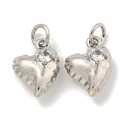 Rack Plating Brass Micro Pave Clear Cubic Zirconia Charms KK-E114-12P-1