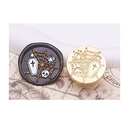 Halloween Series Wax Seal Brass Stamp Heads AJEW-M039-01I-1