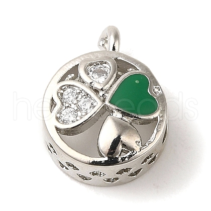 Rack Plating Brass Micro Pave Clear Cubic Zirconia with Enamel Pendant KK-P267-16P-1