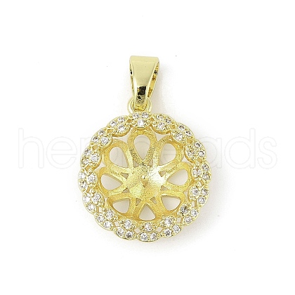 Brass Micro Pave Clear Cubic Zirconia European Dangle Charms Bails KK-K297-55G-1