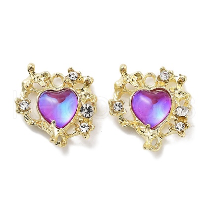 Rack Plating Alloy Rhinestone Pendants PALLOY-F311-03G-1