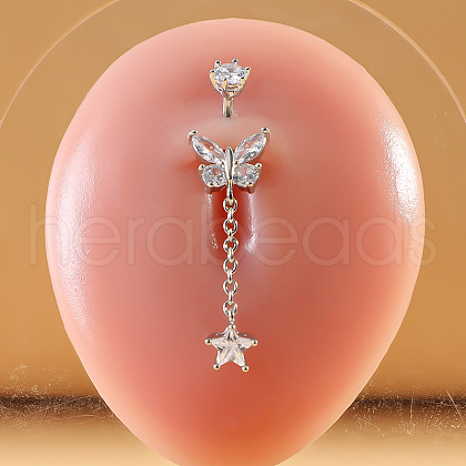 316L Surgical Stainless Steel Micro Pave Clear Cubic Zirconia Belly Rings FS-WG9E32A-09-1