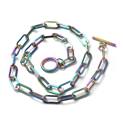 Ion Plating(IP) 304 Stainless Steel Paperclip Chain Necklaces NJEW-O124-01MU-1