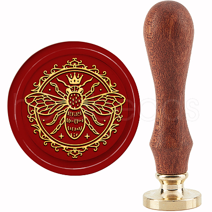 Brass Wax Seal Stamp with Handle AJEW-WH0184-0469-1
