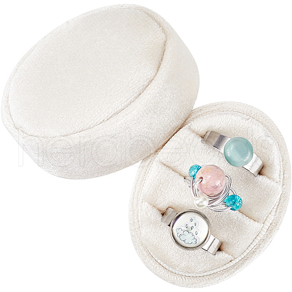 Oval Shape Velvet Rings Storage Gift Boxes CON-WH20001-06A-1