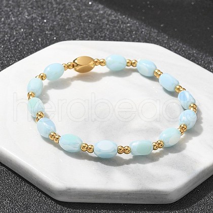 304 Stainless Steel Beads Stretch Breacelets for Women BJEW-M054-01G-02-1