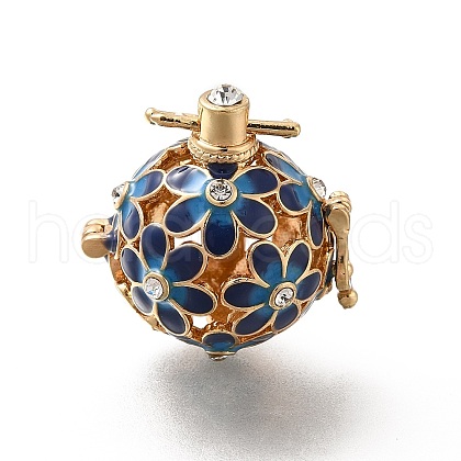 Alloy Crystal Rhinestone Bead Cage Pendants ENAM-M047-02G-A-1