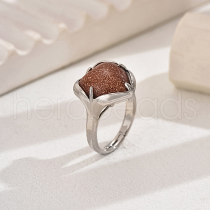 Heart-shaped Synthetic Goldstone Women's Ring VA9361-5-1
