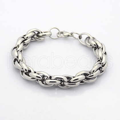 Tarnish Resistant Casual Style 304 Stainless Steel Double Link Chain Bracelets X-STAS-O036-37P-1