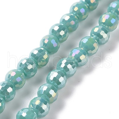Electroplate Opaque Solid Color Glass Beads Strands GLAA-E036-10A-1