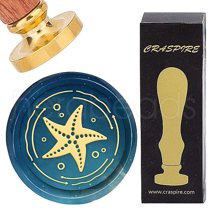 Brass Wax Seal Stamps with Wood Handle AJEW-WH0412-0208-1