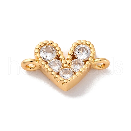 Brass Micro Pave Cubic Zirconia Heart Connector Charms KK-F894-03G-01-1