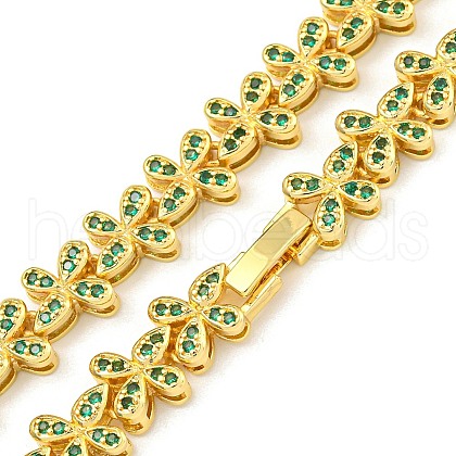 Rack Plating Brass Pave Cubic Zirconia Butterfly Link Necklaces NJEW-A031-03G-02-1