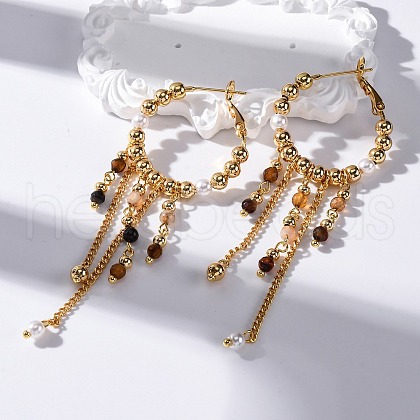 Brass Tassel Hoop Earrings EJEW-R014-10G-1