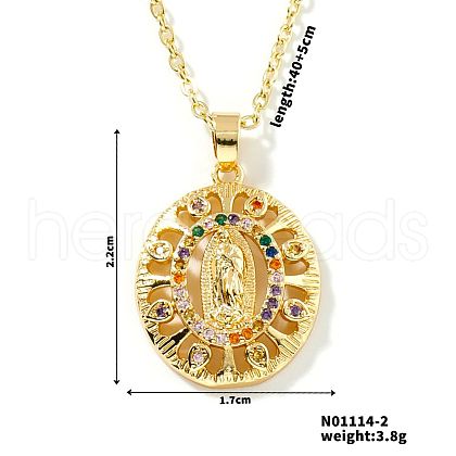 Brass Cubic Zirconia Vintage Virgin Mary Statue Pendant Necklaces AU4979-2-1