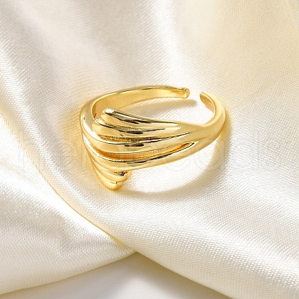 Rack Plating Brass Cuff Finger Rings for Women RJEW-M028-02G-1