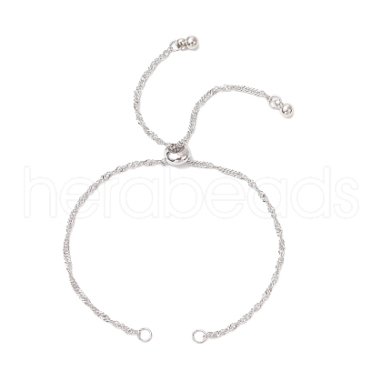 304 Stainless Steel Singapore Chain Slider Bracelet Making AJEW-JB01344-02-1