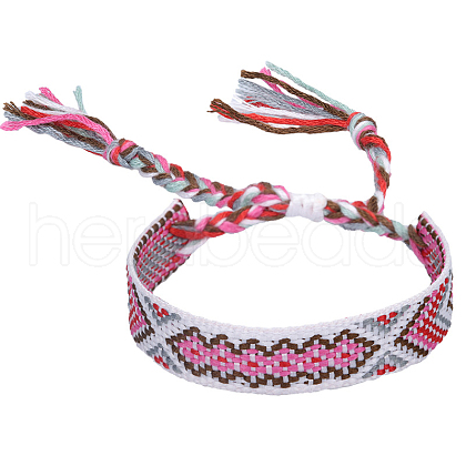 Polyester-cotton Braided Rhombus Pattern Cord Bracelet FIND-PW0013-001A-31-1