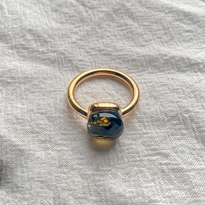 Square 304 Stainless Steel with Glass Finger Rings FS-WG8AAFA-29-1