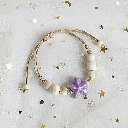 Starfish Ceramic Beads Braided Bead Bracelets FS-WG4C919-05-1