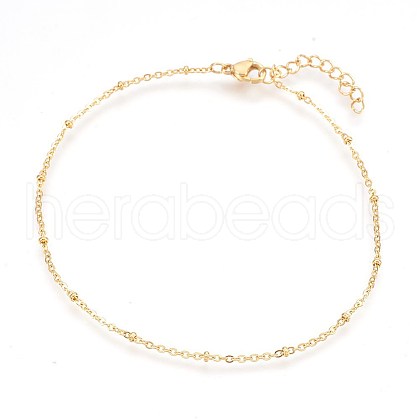 Ion Plating(IP) 304 Stainless Steel Cable Chain Anklets AJEW-P069-01G-1