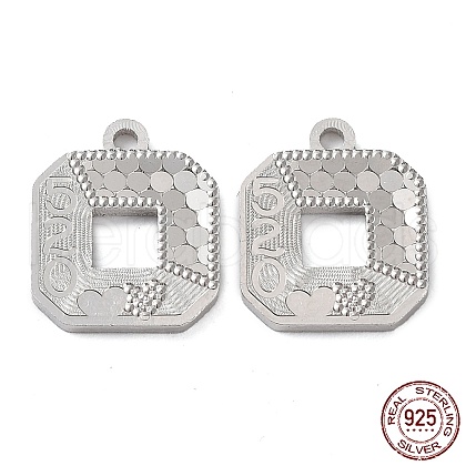 Rhodium Plated 925 Sterling Silver Charms STER-C003-04P-1