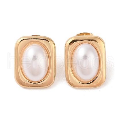 Ion Plating(IP) 304 Stainless Steel Plastic Bead Stud Earrings EJEW-S227-02G-1